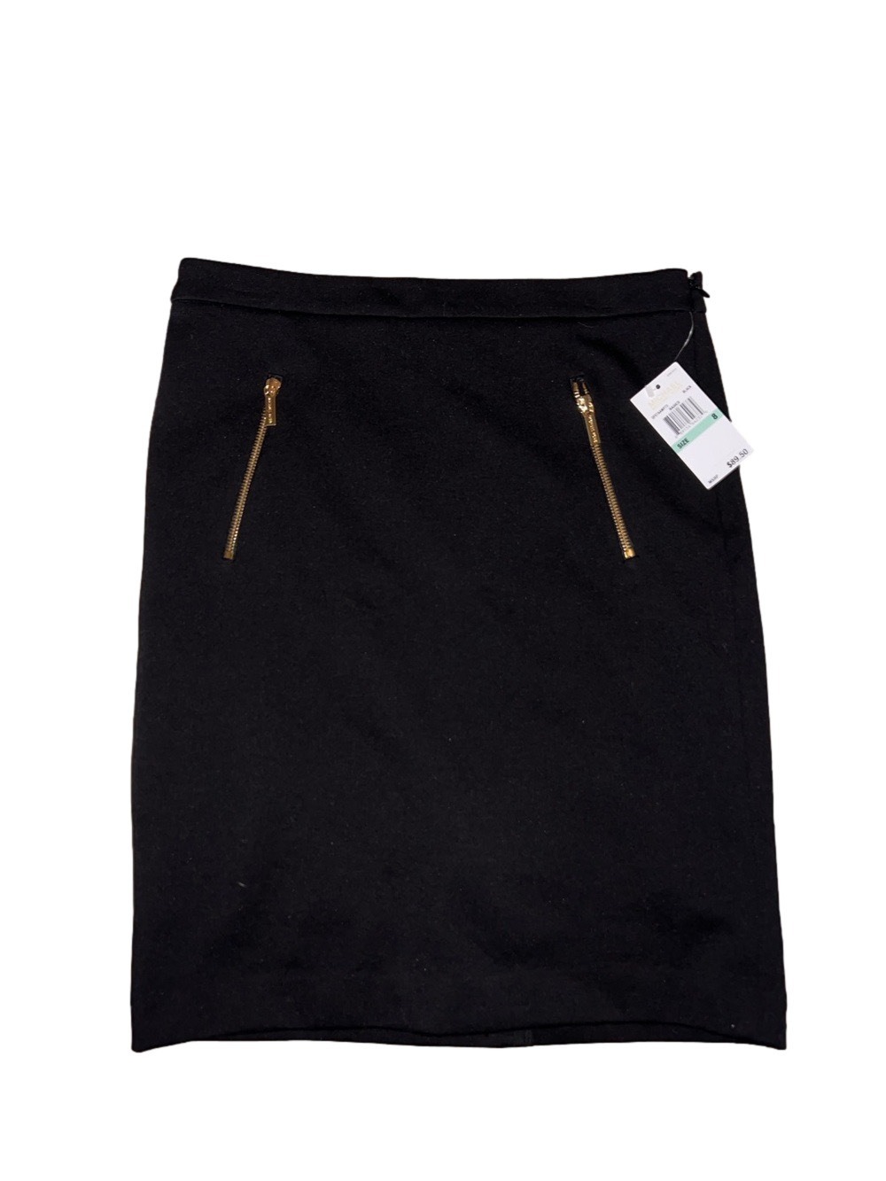 MICHAEL Michael Kors Black Pencil Skirt with Gold Zipper Details